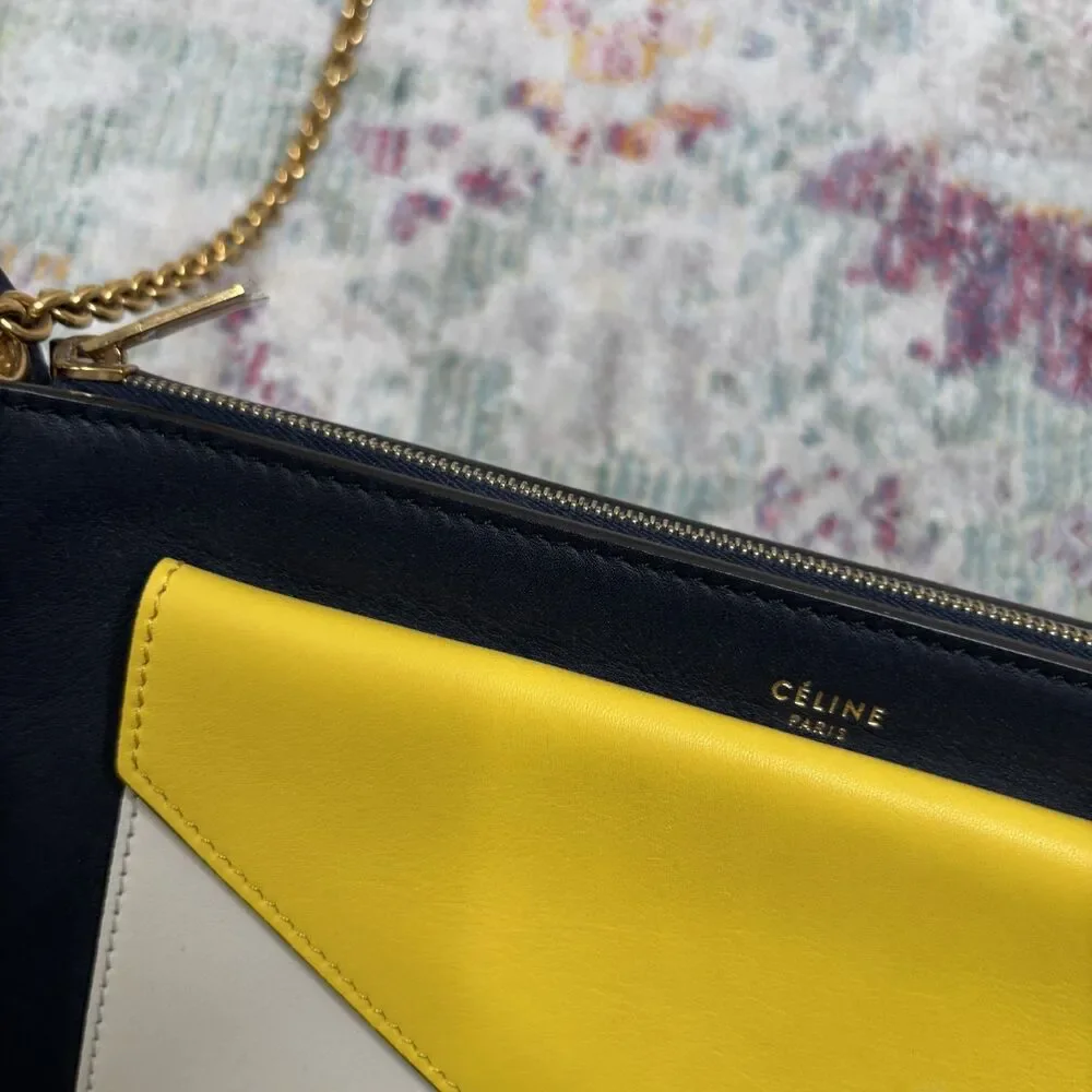 Celine Tricolor Envelope Pocket Zip Bag